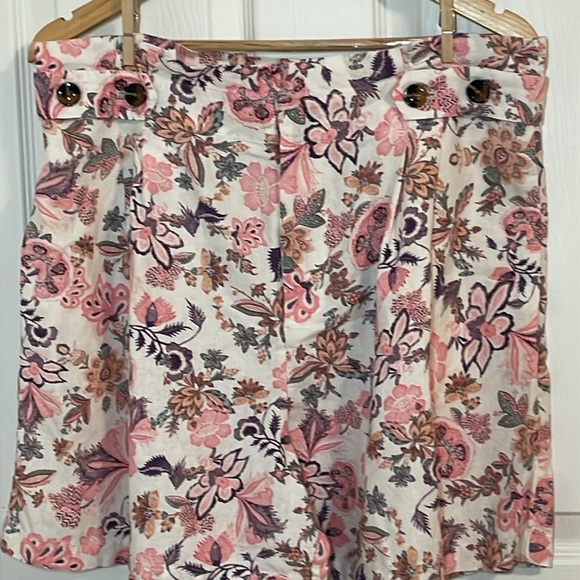 Who What Wear Linen Shorts, Coral Floral, Wide Leg, 16 - Picture 2 of 5